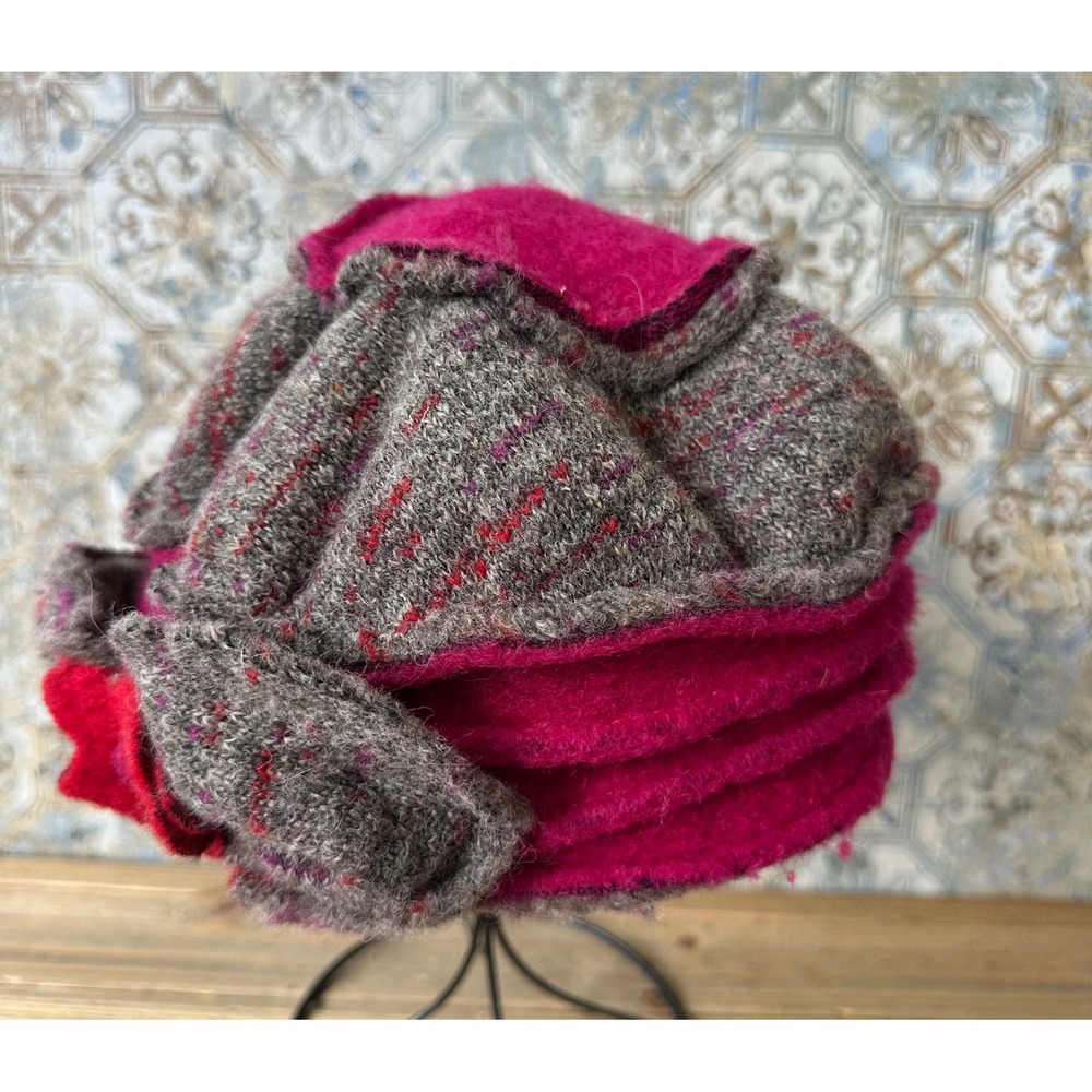 Lafenice Florence Italy Wool Cloche Hat Womens One Size Pink Grey Excellent